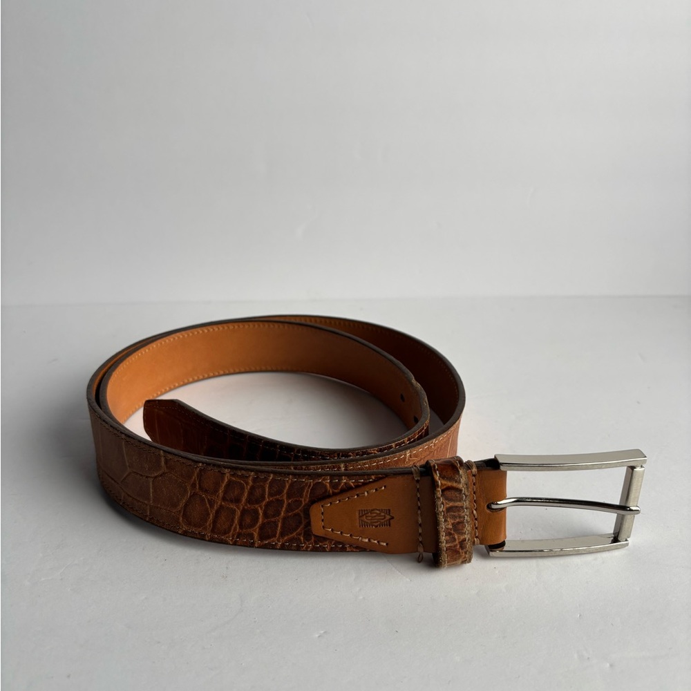 Martin Dingman alligator Brown Leather Belt